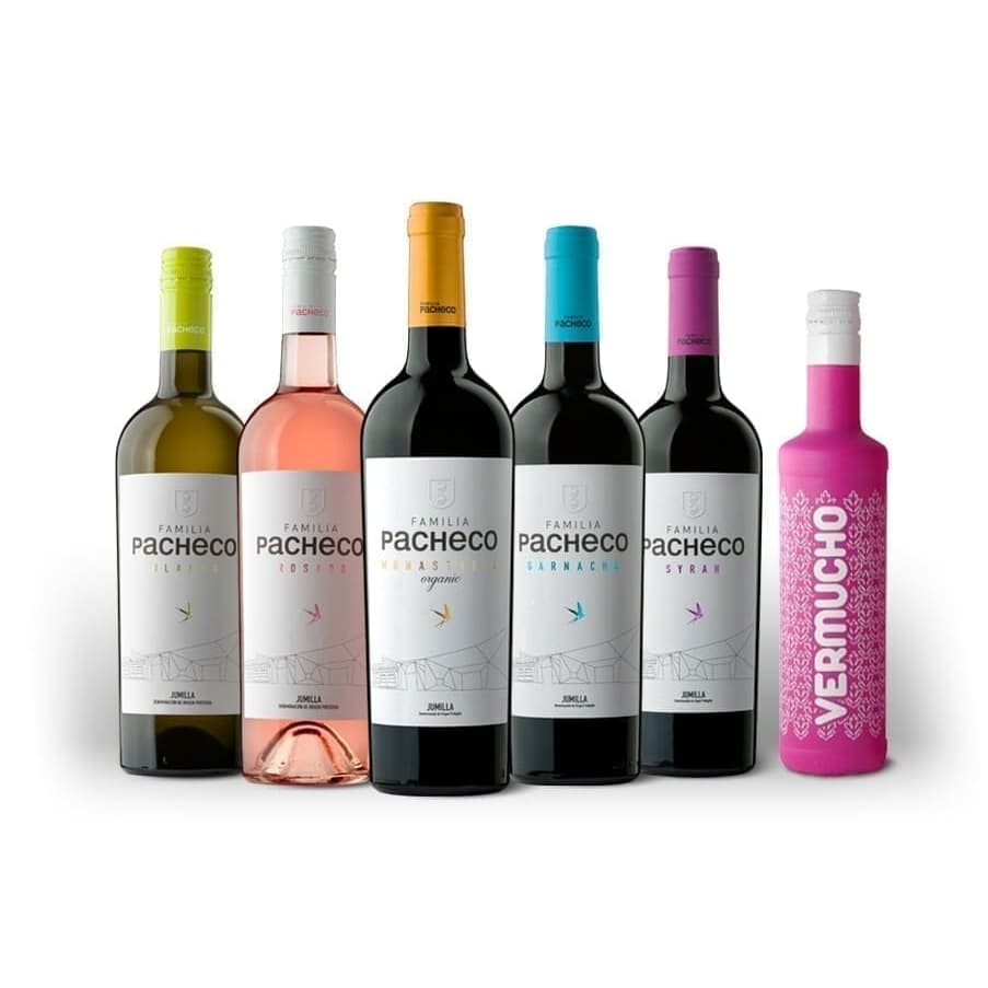 Cinco vinos jovenes Pacheco 750 ml y Vermut 500ml